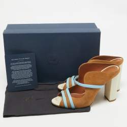 Pre Owned Malone Souliers Brown/Blue Suede and Leather Maureen Sandals Size 38