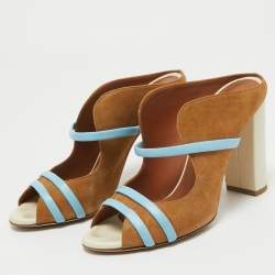 Pre Owned Malone Souliers Brown/Blue Suede and Leather Maureen Sandals Size 38