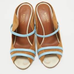 Pre Owned Malone Souliers Brown/Blue Suede and Leather Maureen Sandals Size 38