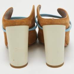 Pre Owned Malone Souliers Brown/Blue Suede and Leather Maureen Sandals Size 38