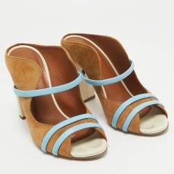 Pre Owned Malone Souliers Brown/Blue Suede and Leather Maureen Sandals Size 38