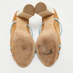 Pre Owned Malone Souliers Brown/Blue Suede and Leather Maureen Sandals Size 38