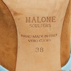 Pre Owned Malone Souliers Brown/Blue Suede and Leather Maureen Sandals Size 38