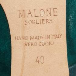 Pre Owned Malone Souliers Dark Green Suede and Leather Mules Size 40