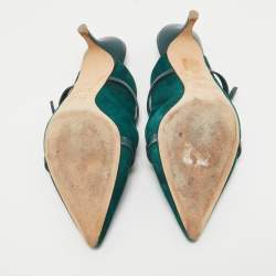 Pre Owned Malone Souliers Dark Green Suede and Leather Mules Size 40