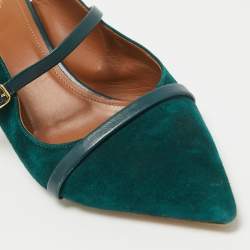 Pre Owned Malone Souliers Dark Green Suede and Leather Mules Size 40