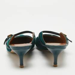 Pre Owned Malone Souliers Dark Green Suede and Leather Mules Size 40