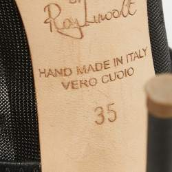 Pre Owned Malone Souliers Black Leather and Mesh Maureen Slides Size 35