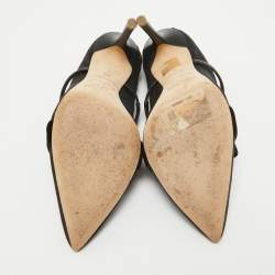 Pre Owned Malone Souliers Black Leather and Mesh Maureen Slides Size 35