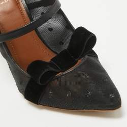 Pre Owned Malone Souliers Black Leather and Mesh Maureen Slides Size 35