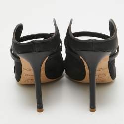 Pre Owned Malone Souliers Black Leather and Mesh Maureen Slides Size 35