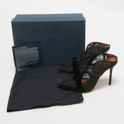 Pre Owned Malone Souliers Black Leather and Mesh Maureen Slides Size 35