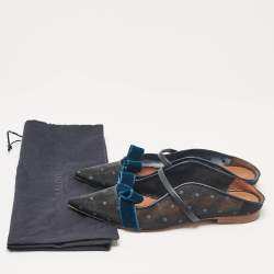 Malone Souliers Black/Blue Mesh and Velvet Maureen Flat Sandals Size 35