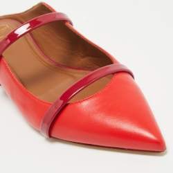 Malone Souliers Red Leather and Patent Leather Maureen Mules Size 36