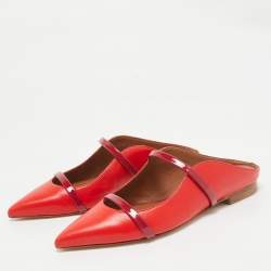 Malone Souliers Red Leather and Patent Leather Maureen Mules Size 36