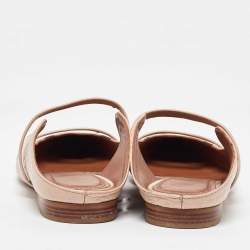 Pre Owned Malone Souliers Pink Croc Embossed Leather and Patent Leather Maureen Mules Size 37