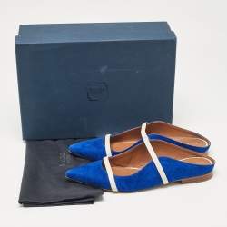 Malone Souliers Blue Leather and Suede Maureen Flats Size 36