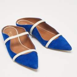 Malone Souliers Blue Leather and Suede Maureen Flats Size 36