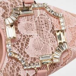 Malone Souliers Pink Lace and Leather Mules Size 37.5