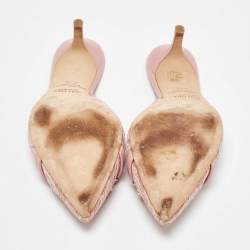 Malone Souliers Pink Lace and Leather Mules Size 37.5