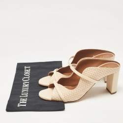 Pre Owned Malone Souliers Beige Textured Leather Norah Mules Size 38