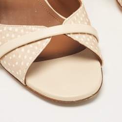 Pre Owned Malone Souliers Beige Textured Leather Norah Mules Size 38