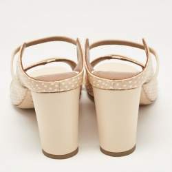 Pre Owned Malone Souliers Beige Textured Leather Norah Mules Size 38