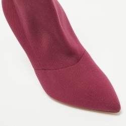 Malone Souliers Burgundy Knit Fabric Ankle Length Boots Size 39