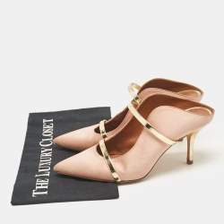 Malone Souliers Beige Leather Satin Maureen Mules Size 39