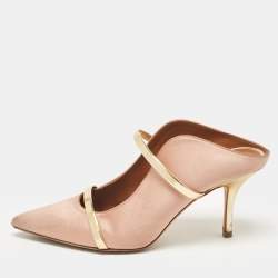Malone Souliers Beige Leather Satin Maureen Mules Size 39