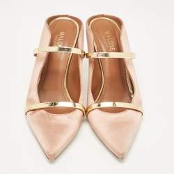 Malone Souliers Beige Leather Satin Maureen Mules Size 39