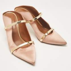 Malone Souliers Beige Leather Satin Maureen Mules Size 39
