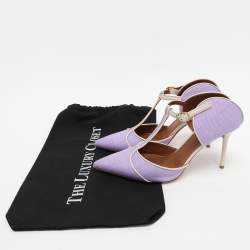 Malone Souliers Purple/Cream Canvas and Leather Imogen Mules Size 40.5