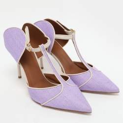 Malone Souliers Purple/Cream Canvas and Leather Imogen Mules Size 40.5