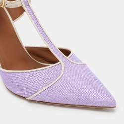 Malone Souliers Purple/Cream Canvas and Leather Imogen Mules Size 40.5