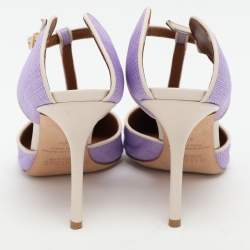Malone Souliers Purple/Cream Canvas and Leather Imogen Mules Size 40.5