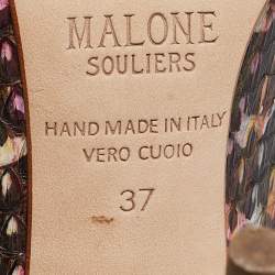 Pre Owned Malone Souliers Multicolor Python Leather Maureen Mules Size 37
