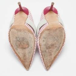 Pre Owned Malone Souliers Multicolor Woven Raffia Pumps Size 37.5