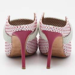 Pre Owned Malone Souliers Multicolor Woven Raffia Pumps Size 37.5