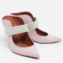 Pre Owned Malone Souliers Multicolor Woven Raffia Pumps Size 37.5