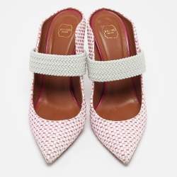 Pre Owned Malone Souliers Multicolor Woven Raffia Pumps Size 37.5