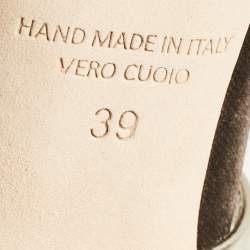 Pre Owned Malone Souliers Brown/Gold Velvet and Leather Maureen Mules Size 39