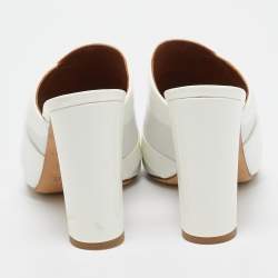 Malone Souliers White Leather and Patent Slide Sandals Size 39