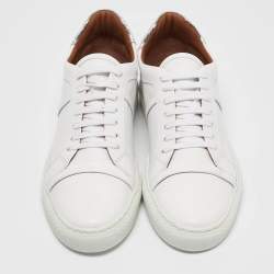 Pre Owned Malone Souliers White Leather Musa Lace Up Sneakers Size 40.5