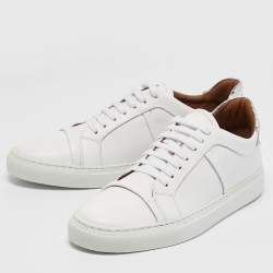 Pre Owned Malone Souliers White Leather Musa Lace Up Sneakers Size 40.5