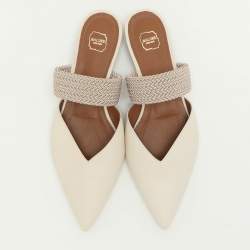 Malone Souliers Cream Leather and Elastic Maisie Mules Size 37