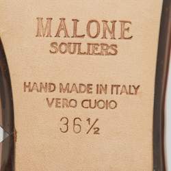 Pre Owned Malone Souliers Brown PVC Crystal Embellished Juliet Slingback Pumps Size 36.5