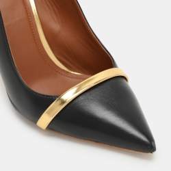 Malone Souliers Black/Gold Leather Marion Slingback Pumps Size 36.5