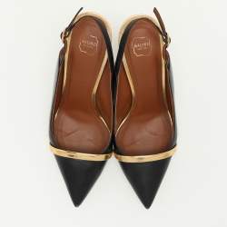 Malone Souliers Black/Gold Leather Marion Slingback Pumps Size 36.5