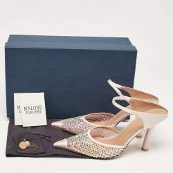 Pre Owned Malone Souliers Pink Satin Embellished Vega Mules Size 39